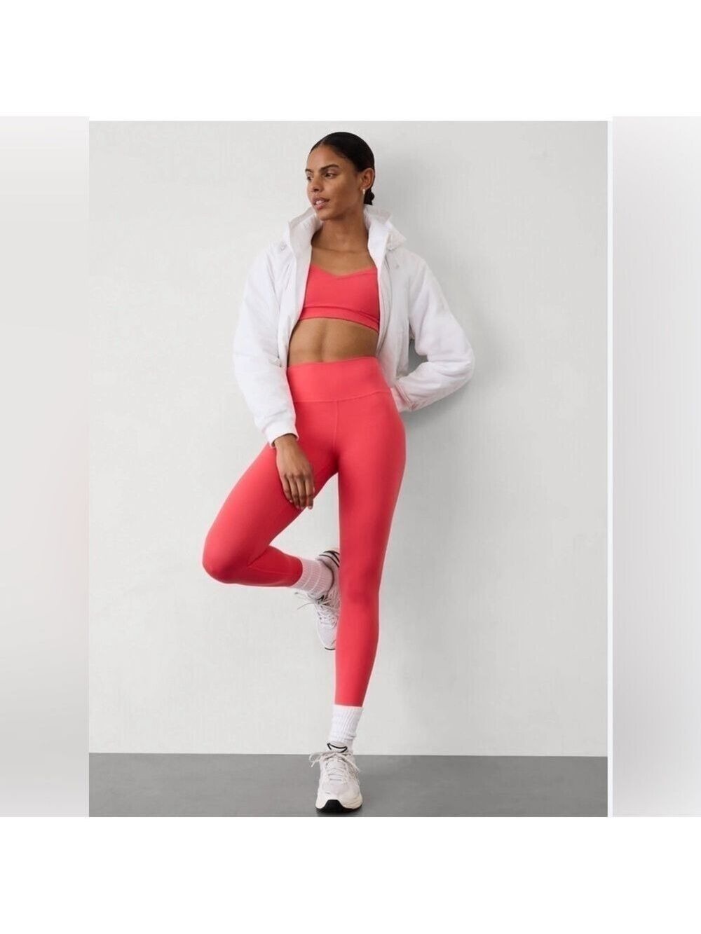 Athleta Transcend 7/8 Tight Bright Coral Pink, M